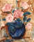 Rosen in blauer Vase
