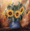 Sonnenblumen in blauer Vase